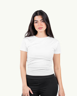 White Round Neck Short Sleeve
