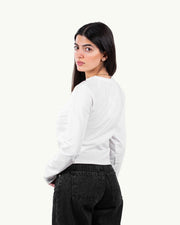 White Round Neck Long Sleeve