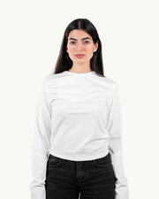 White Round Neck Long Sleeve