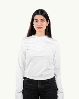 White Round Neck Long Sleeve