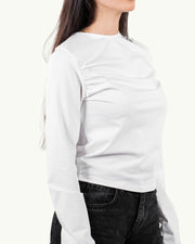 White Round Neck Long Sleeve