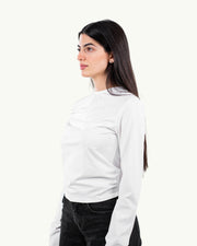 White Round Neck Long Sleeve